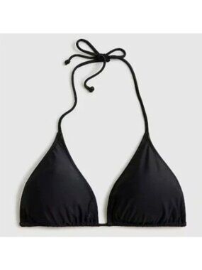 J. Crew Perfect String Teardrop Unpadded Bikini Top Black CA792 3X NEW Triangle